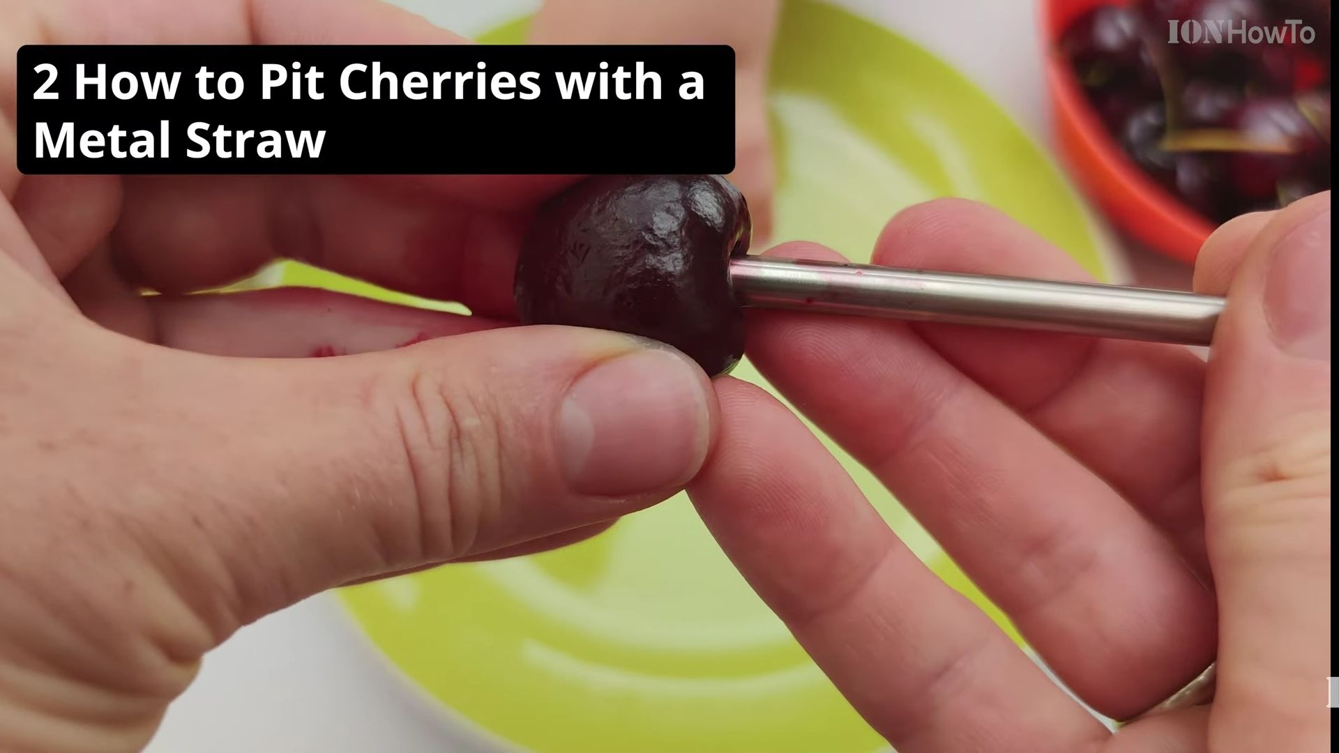 How to pit cherries with a metal straw