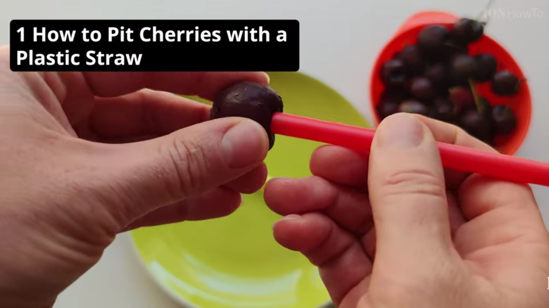 How to pit cherries with a plastic straw