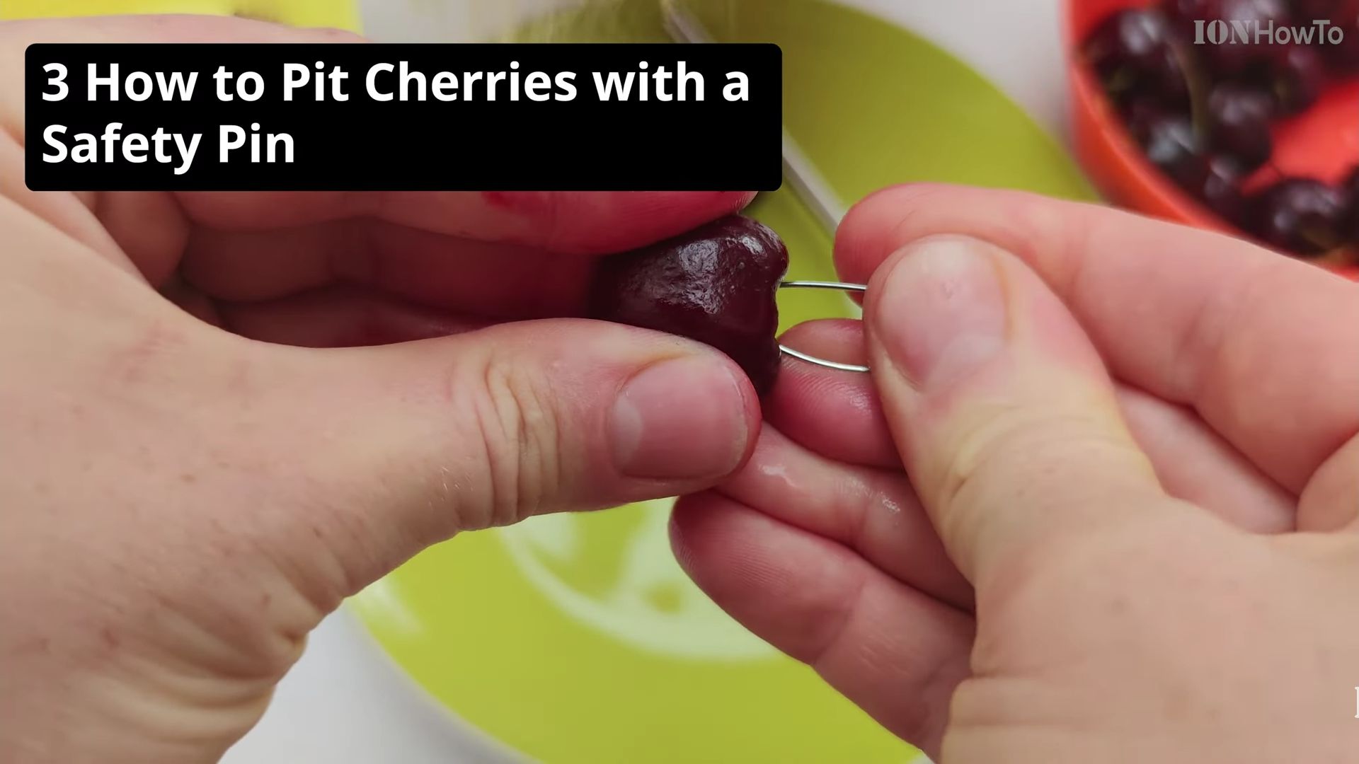 How to pit cherries with a safety pin