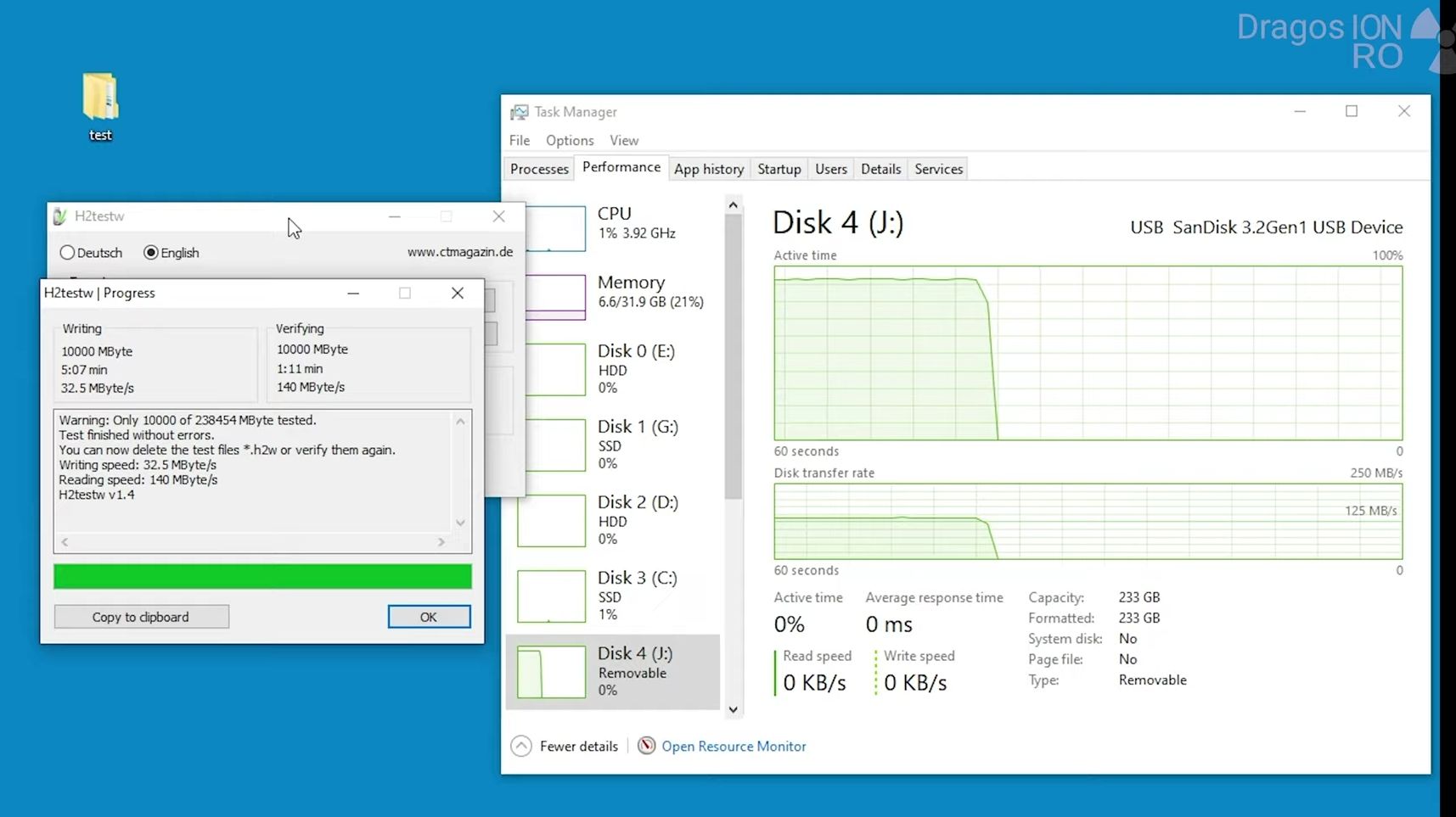 SanDisk Ultra Dual Drive USB C write verify test Windows