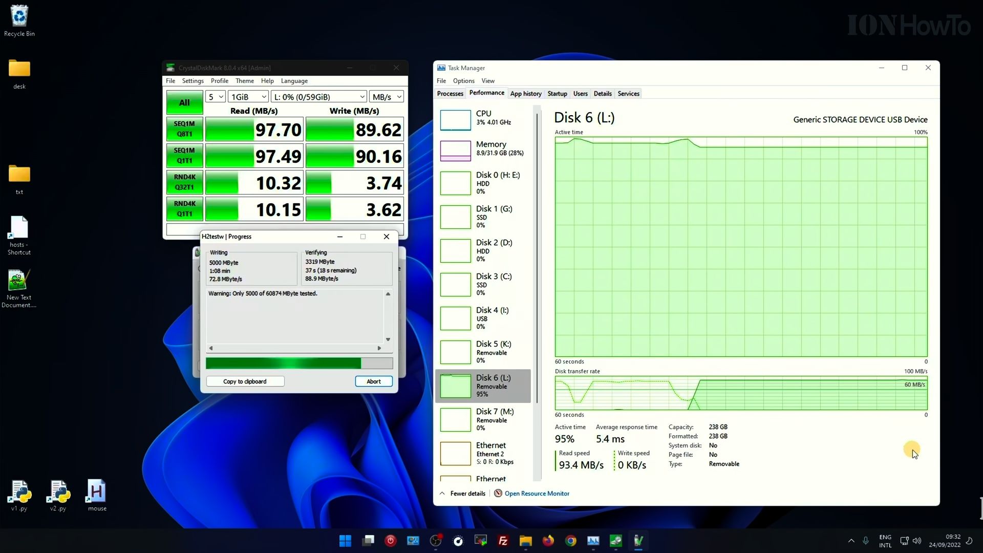 SanDisk Extreme Pro 95MBs 64GB Speed Test