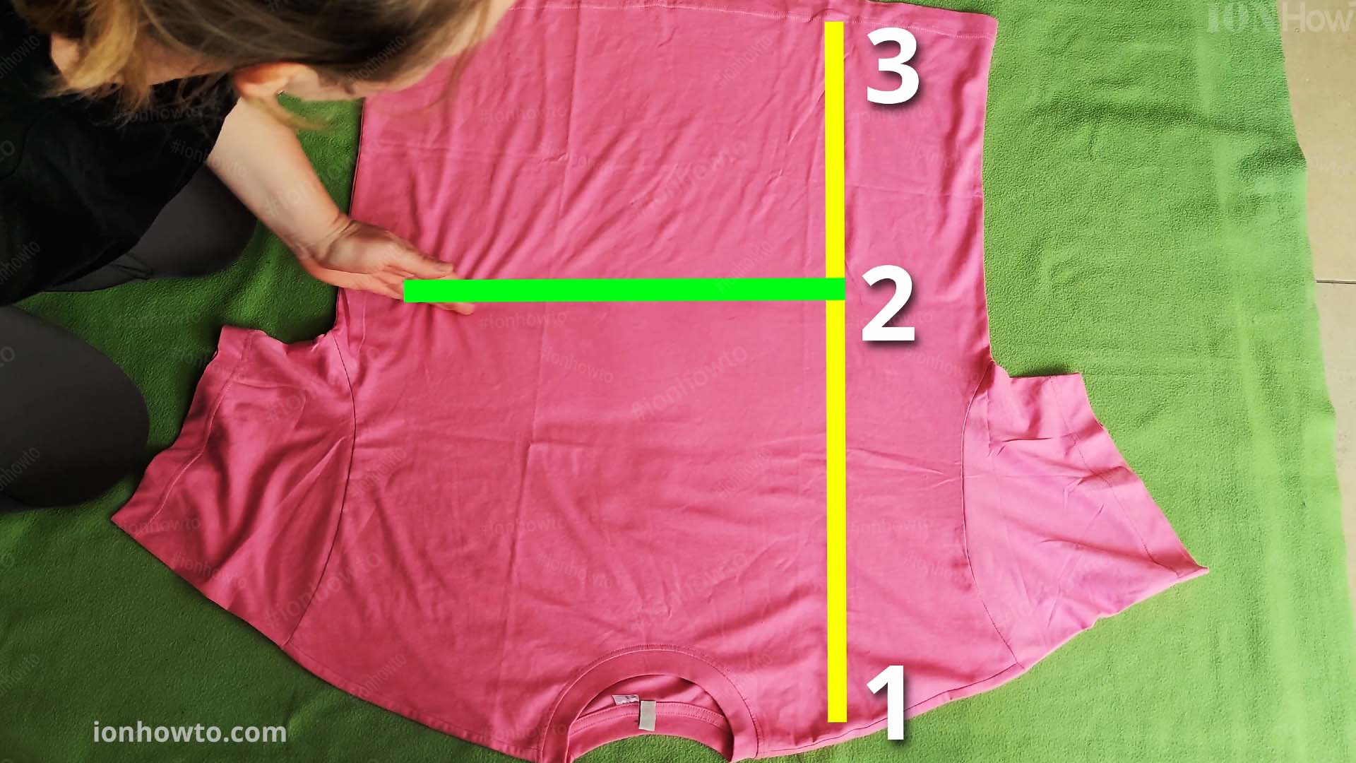 Step 2 Draw Horizontal imaginary line Fold a T shirt