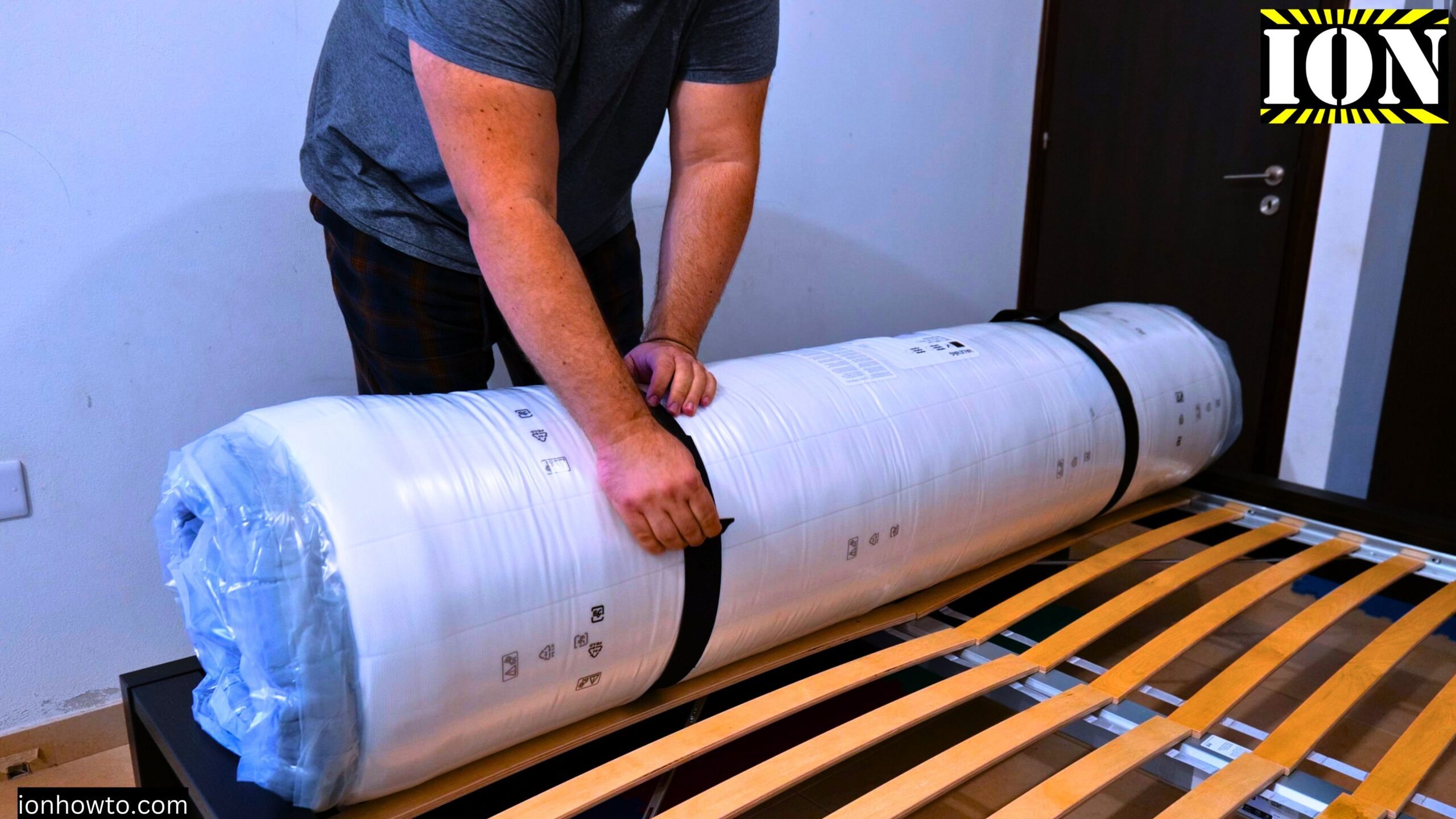 IKEA Valevag Mattress on Malm Bed Unrolling Unpacking Roll