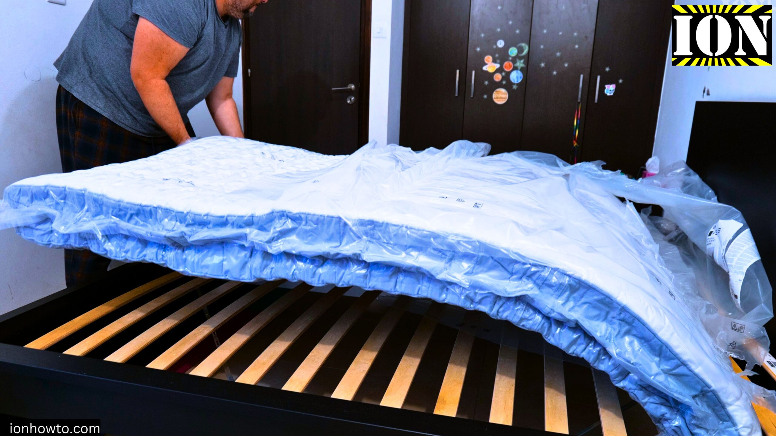 IKEA Valevag Mattress on Malm Bed Unrolling Unpacking