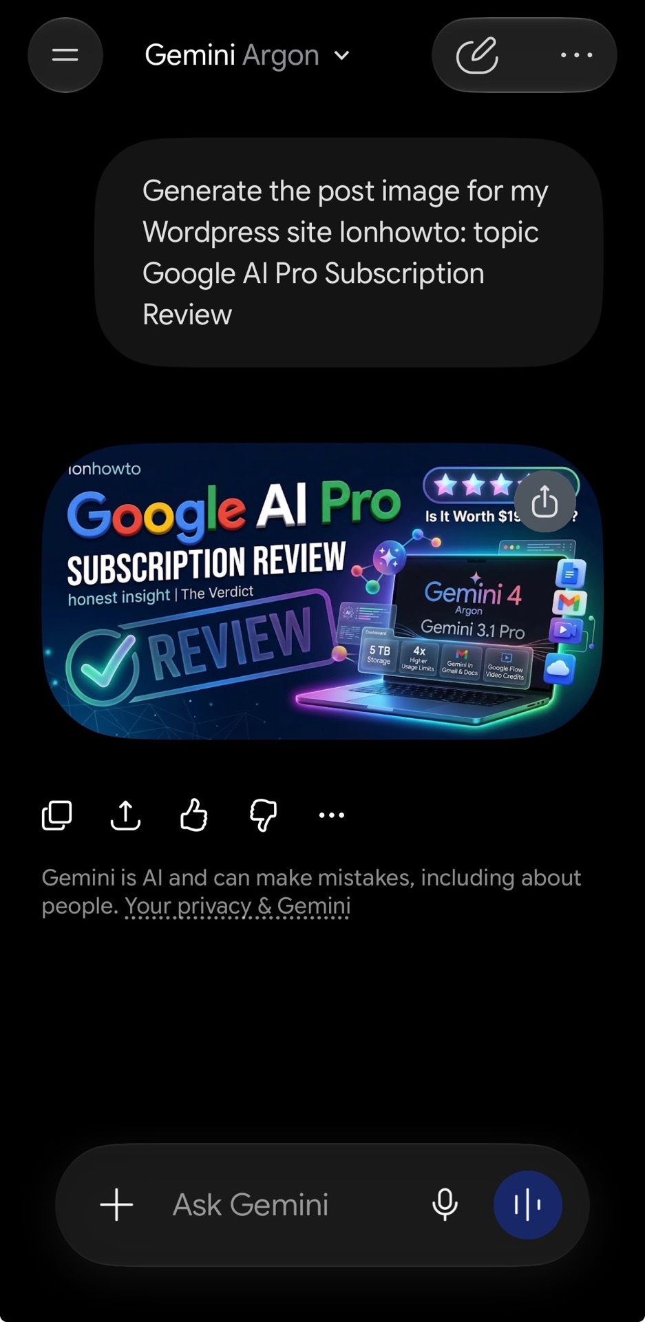 Google Gemini 4 Argon image for post