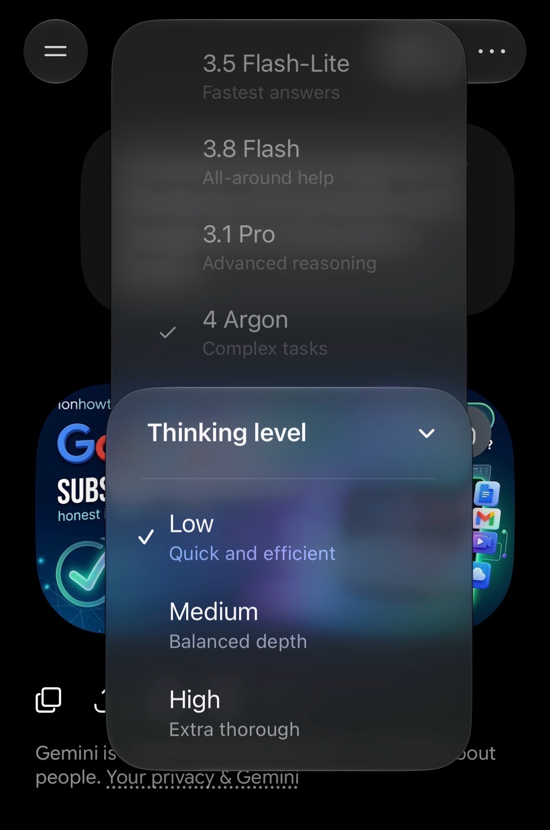 Google Gemini 4 Argon Thinking Levels