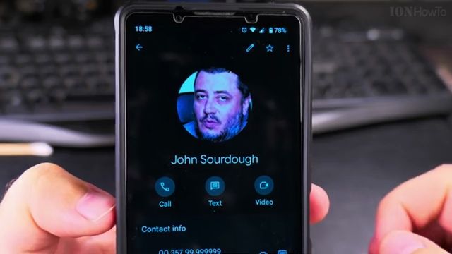 Saved contact card showing new custom profile picture on Android